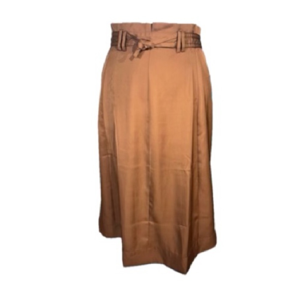 Worthington Orange Midi A-Line Skirt Tie Front